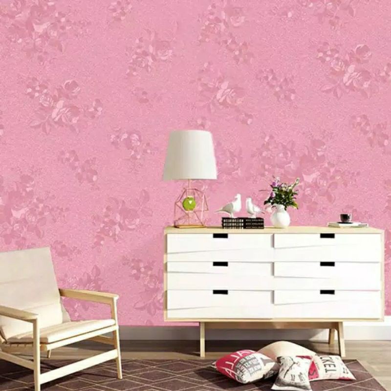 Wallpaper Sticker Embos Pink Cantik