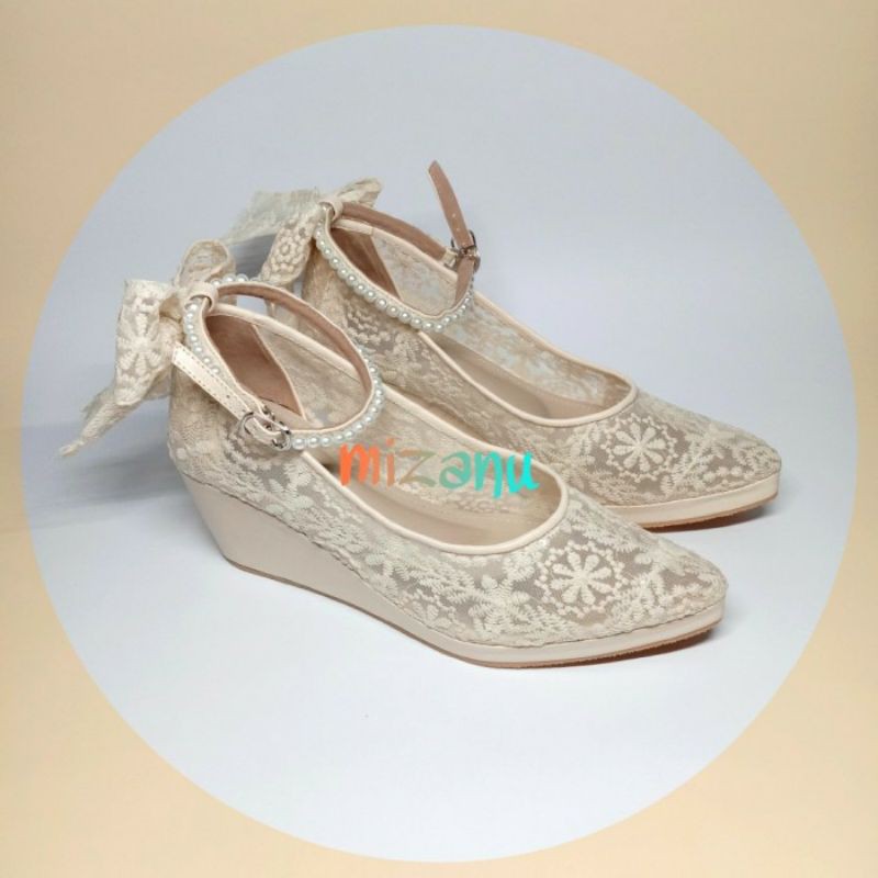 Wedges Lace Jala Bunga 5cm/ sepatu wanita/ wedding shoes