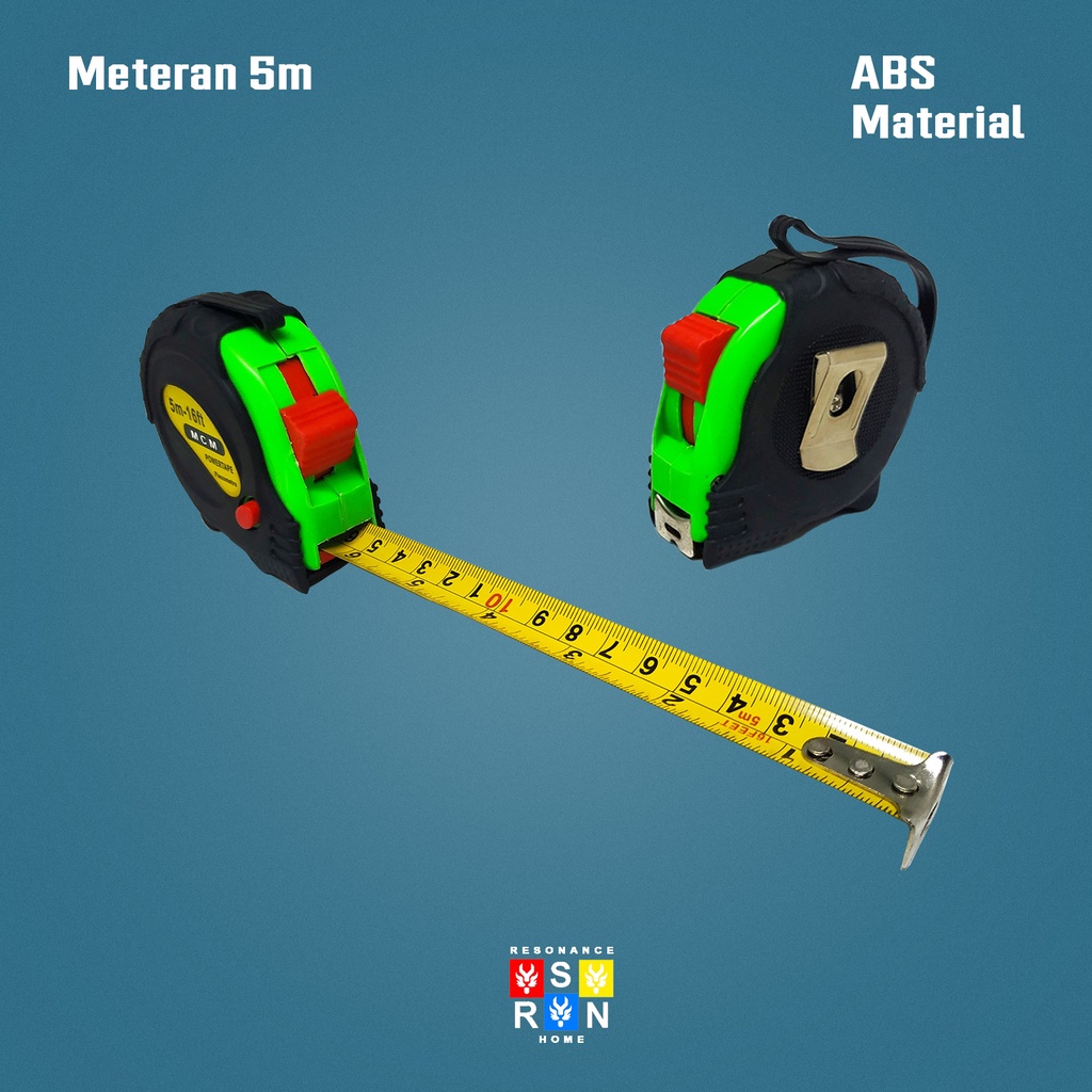 Meteran 5M Tukang Bangunan Roll 5 Meter Measuring Tape Resonance Home