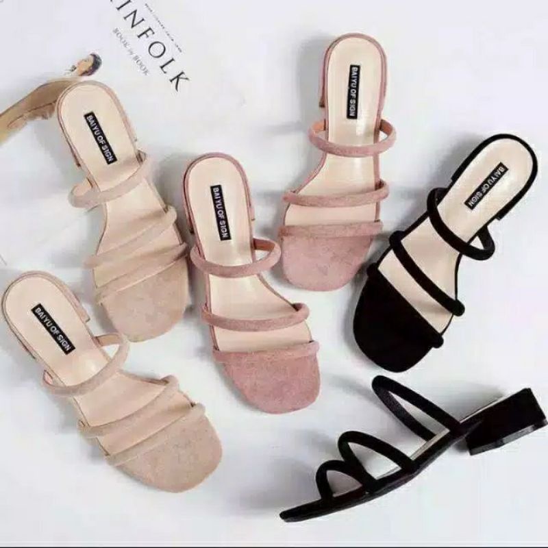 sandal hak cantik wanita/high hills/sandal hak terbaru wanita kekinian/ suede H34