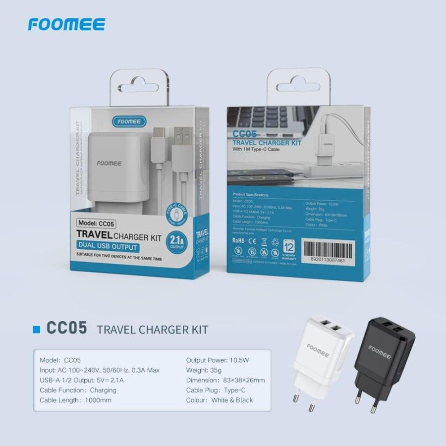 Charger HP TYPE C Foomee Travel Charger Kit CC05 (TYPE C)