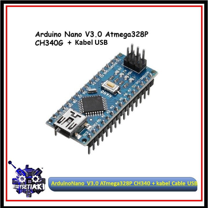 Arduino Nano v3.0 Clone Driver CH340 tersolder + kabel USB