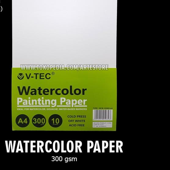

➵ Kertas Gambar V-TEC - Watercolor Paper A4 (300 gsm) ➣