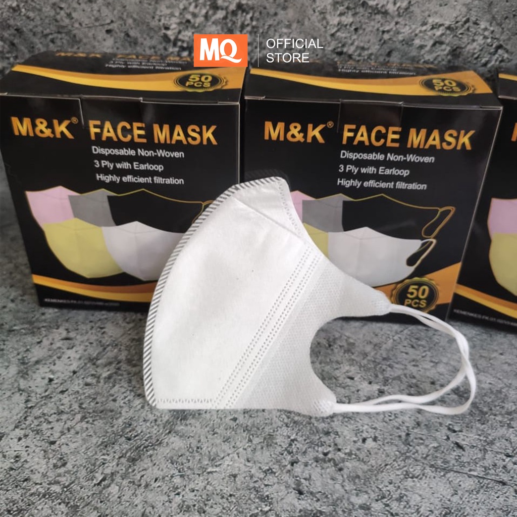 MQ Masker Medical Grade Isi 50Pcs Duckbill Warna Medis 3ply Earloop Disposable Face Mask Duckbill