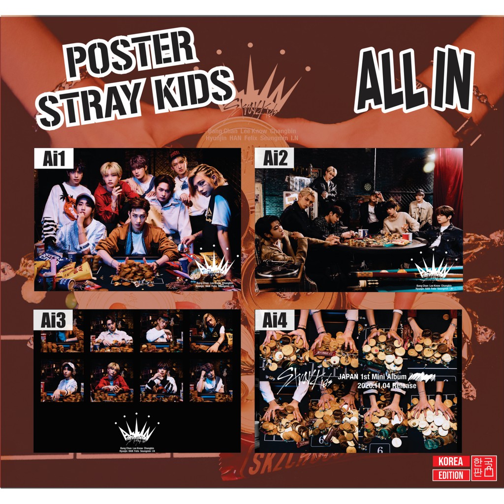 Poster STRAY KIDS Hyunjin Felix Lee Know Bangchan I.N Han ALL IN Kpop