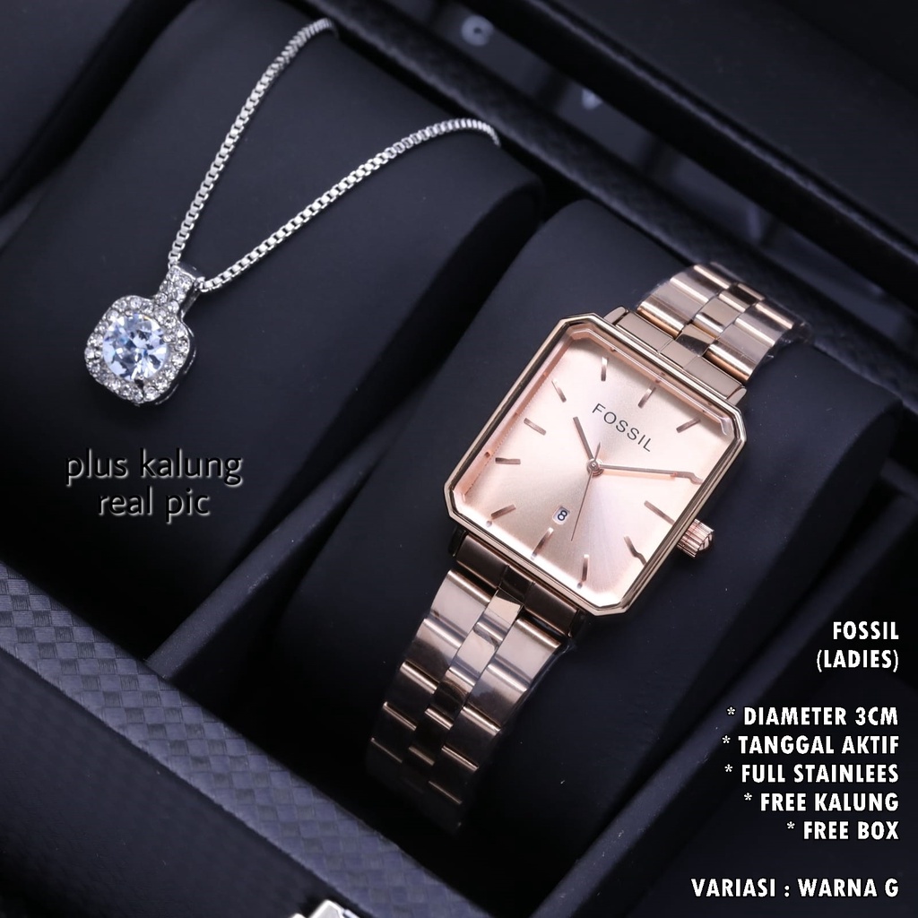 JAM TANGAN WANITA FASHION RANTAI BODY SEGI TANGGAL AKTIF FREE KALUNG