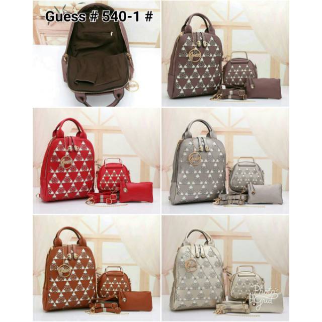 FZ200 Gue*s Ransel  Bordir flower mix Cristal #  540-1 # Set 3 in one