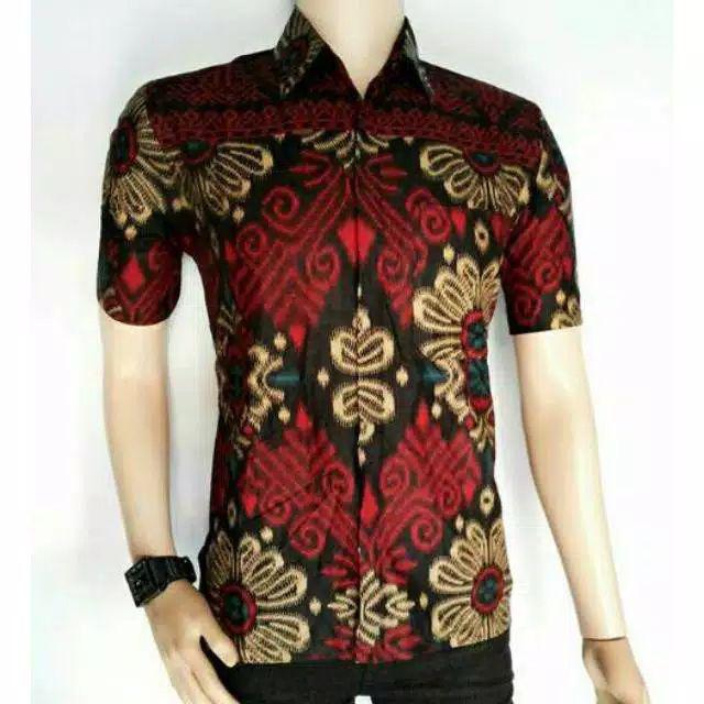 Risna Batik Hrb026 Kenongo Hem Kemeja Batik Pria Lengan Pendek  Katun Primis Halus M L Xlo