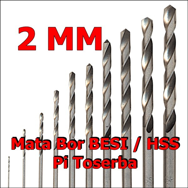 Mata Bor Besi ukuran 2mm 2 mm drill bit