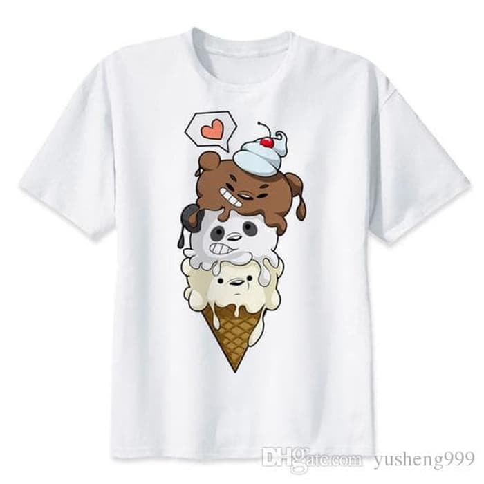 Kaos Baju Combed 30S Distro WE BARE BEARS BEAR iCE CREAM