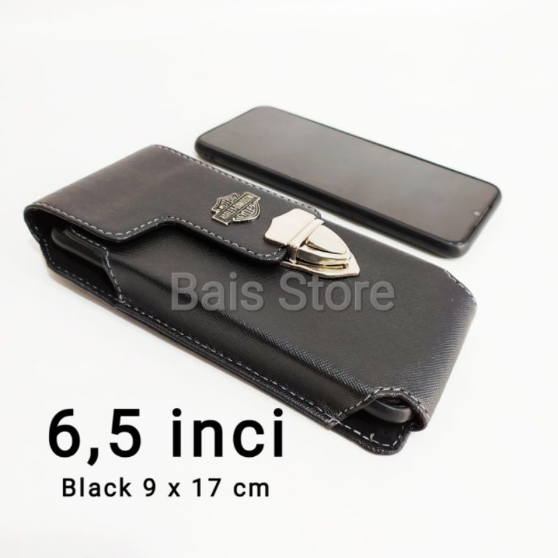 Sarung hp 6,5 inci Cover Handphone Jumbo Big Size Single Dan Double Slot Full Black HD