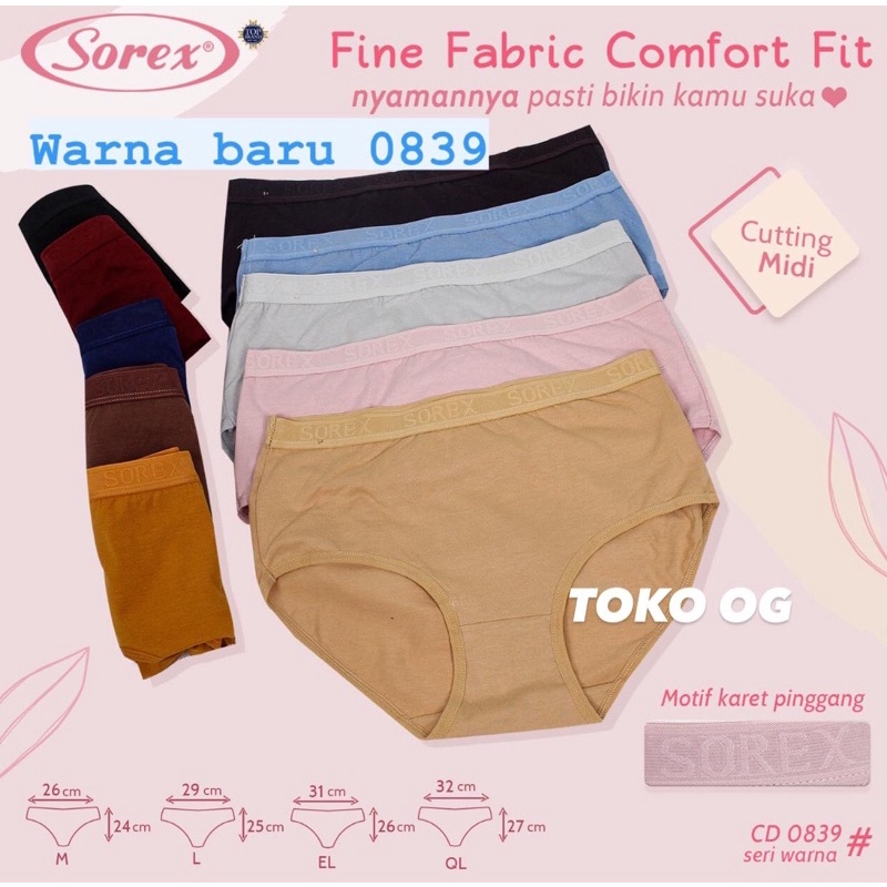 celana dalam wanita katun / sorex CD fine fabric comfort fit strech 0839 M L EL QL