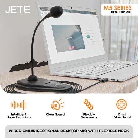 Meeting Mic JETE M5 - Vlogger Clip on Audio &amp; Recording - Vlog Audio USB Output  Noice Reduction JETE M5 Garansi Resmi 2 Tahun