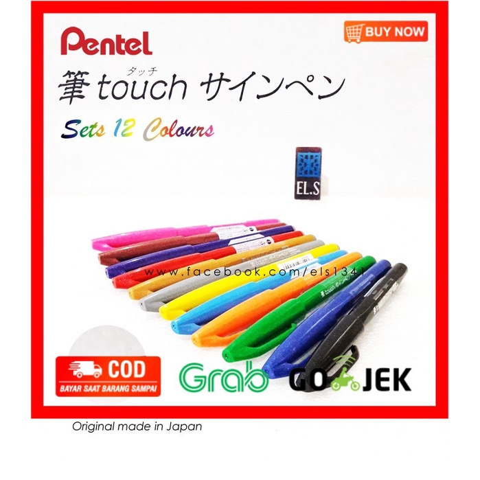 

(BISA COD) Pentel Touch Brush Pen Set 12 Warna