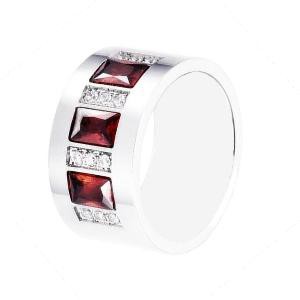 Unik Cincin Pria Red Crystal Diamond Ring Titanium Steel Cincin Pria Batu Merah Diskon