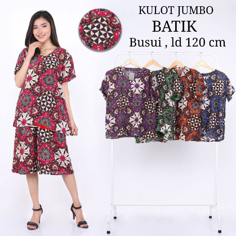 Setelan Kulot Jumbo Wanita Bahan Rayon Ld 120 Bumil Busui