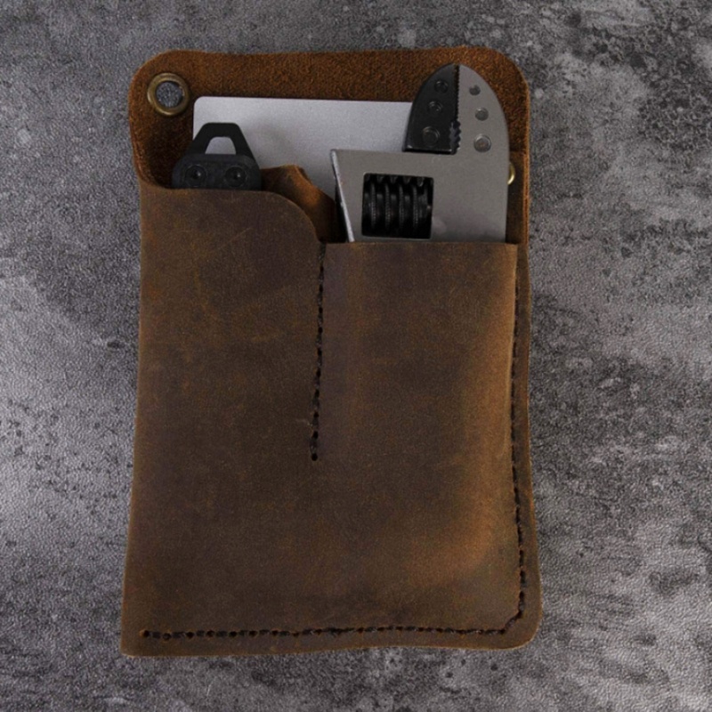 Gro Portable Leather Pocket Organizer Handmade Multitool Sarung Aksesoris Untuk Pria