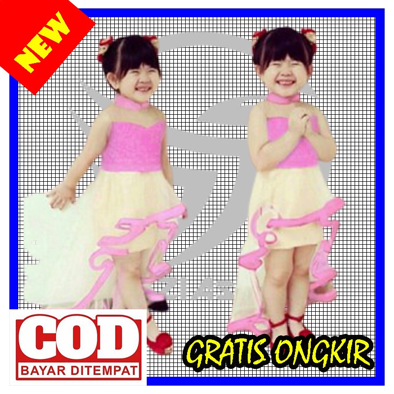 MERIDKIDS PINK (2-4 Thn) pakaian baju dress drees gaun pesta cantik anak perempuan cewe cewek