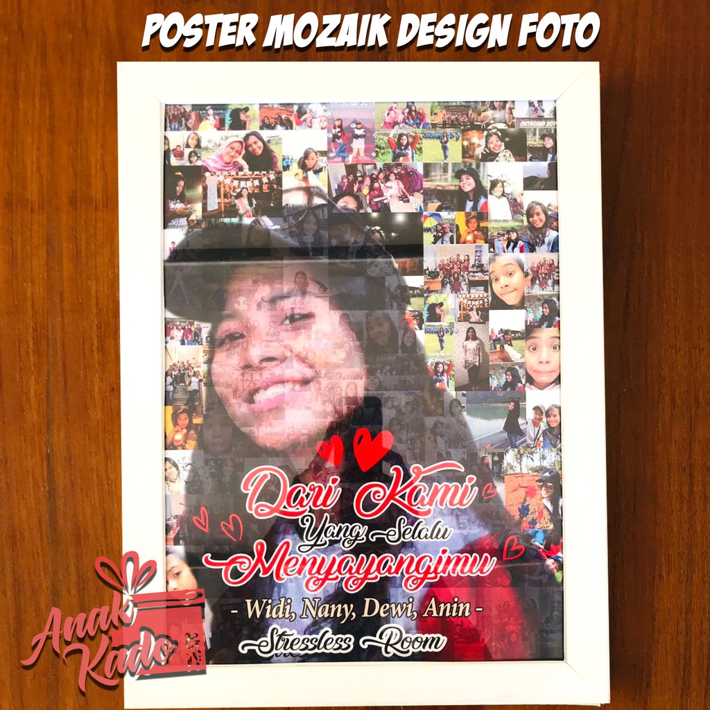 POSTER CUSTOM FOTO MOZAIK / POSTER BINGKAI FOTO MOZAIK CUTOM / KADO POSTER FOTO MOZAIK