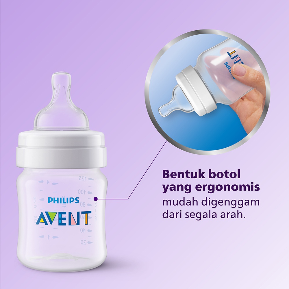 Botol Susu Bayi Philips Avent Classic+ Twin 125ml isi 2 wide-neck bottles klasik