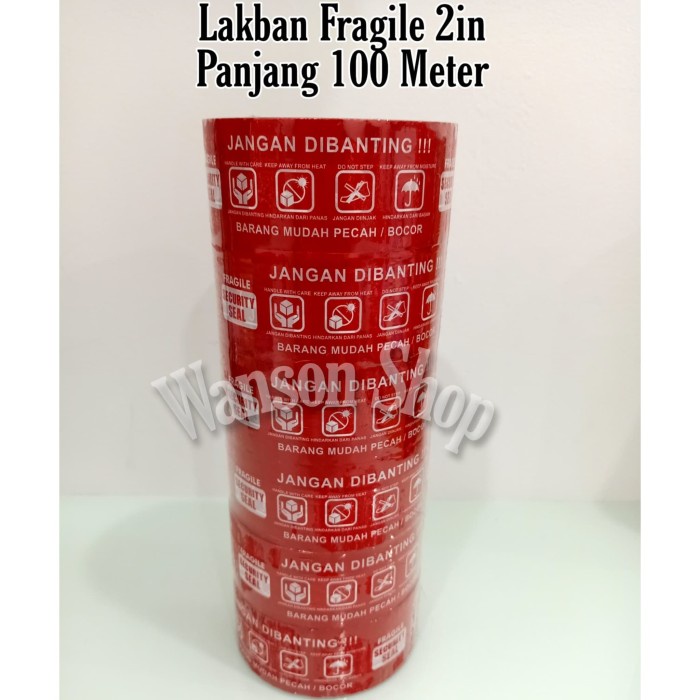 

Cuci Gudang Lakban Fragile Panjang 100 Meter Merah/ Lakban Jangan Di Banting Bergaransi