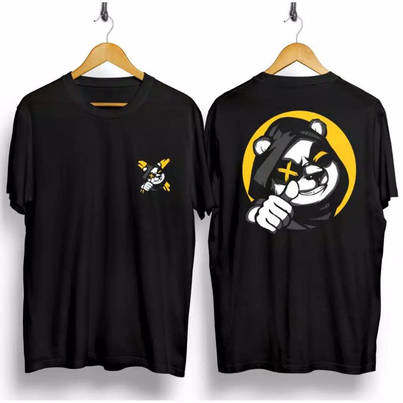 KAOS PANDA JEMPOL/KAOS MOTIF PANDA/KAOS PRIA/SABLON DEPAN BELAKANG