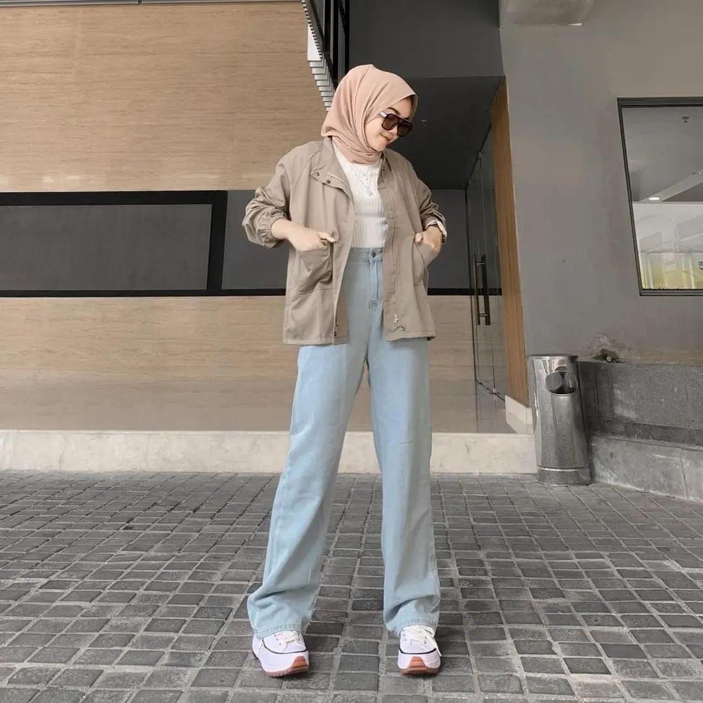 Korean New Women's Loose Highwaist / Highwaist Kulot Jeans Wanita Loose-5