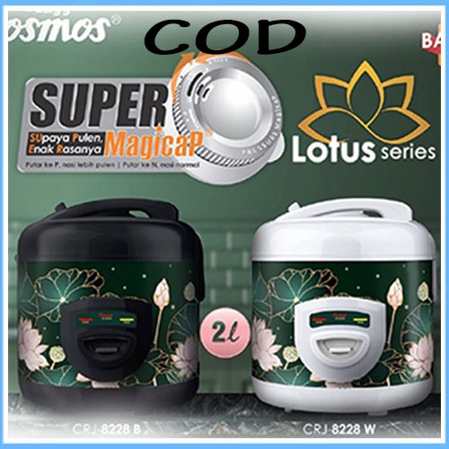 Magic Com COSMOS CRJ 8228 B / W 2 Liter Lotus Series SUPER MagicaP - Putih mantap