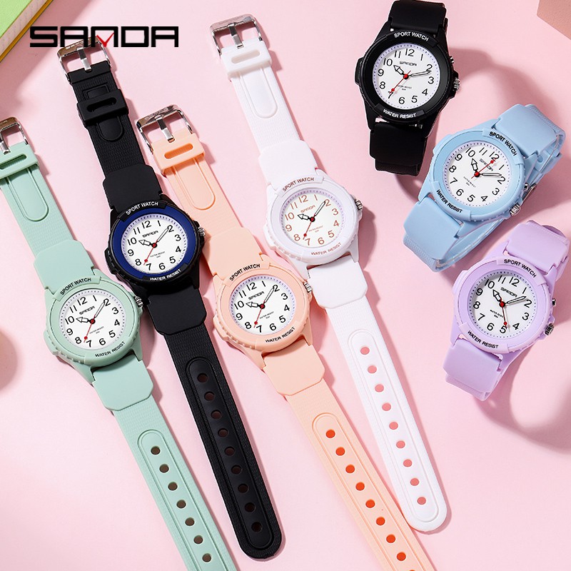 SANDA 6018 Jam Tangan Wanita Analog Tali Rubber Luminous Anti Air WATCHKITE WKOS