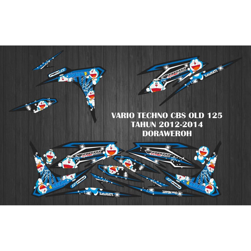 STIKER STRIPING DECAL VARIASI VARIO TECHNO CBS OLD 125 2012-2014 DORAEMON