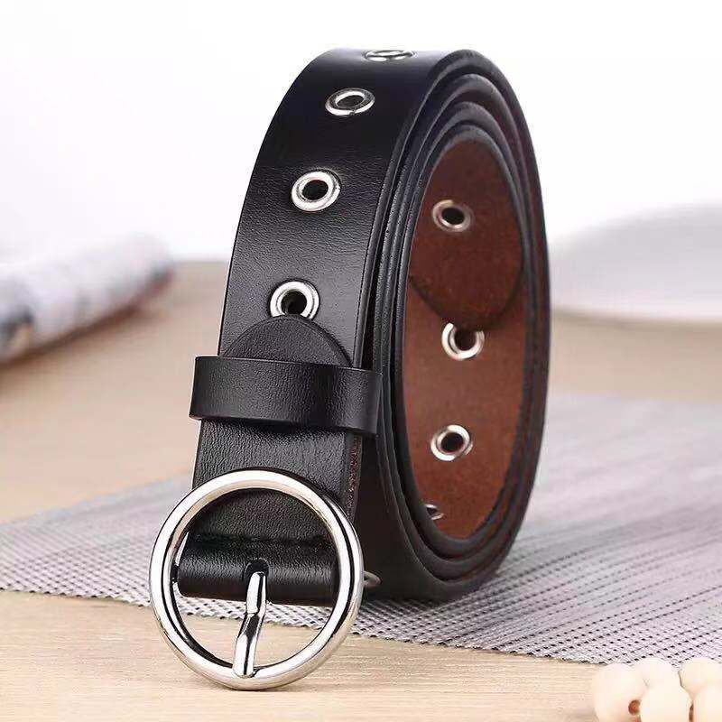 Tali Pinggang Wanita Murah Korean Fashion kulit Round Buckle Men Women Belt / ikat /sabuk