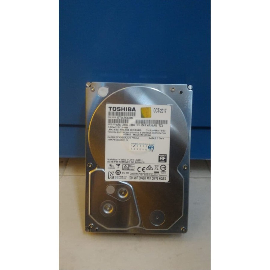 Harddisk HDD Internal PC Toshiba 2TB 3.5 Inch SATA &quot;Original&quot;