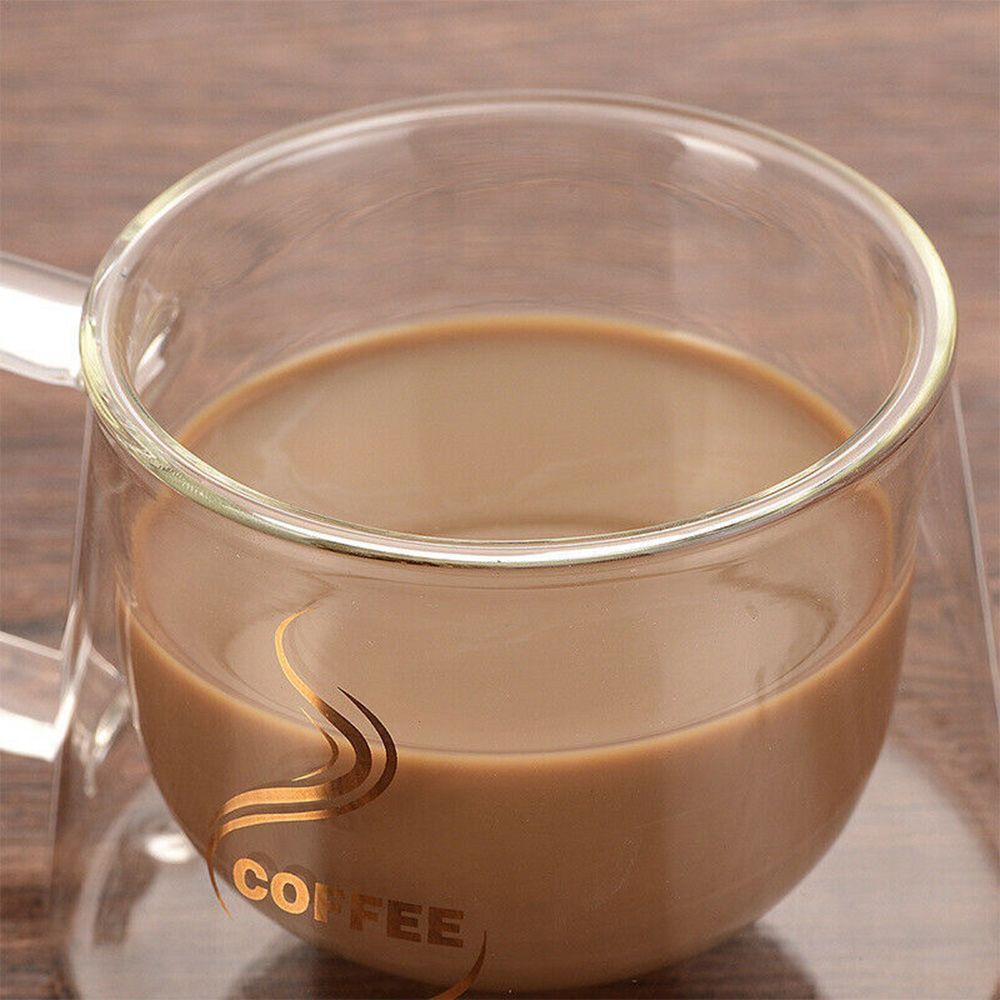 Chookyy 200ml Cangkir Kopi Teh Bening Tinggi Borosilicate Double Wall Breakfast Mug