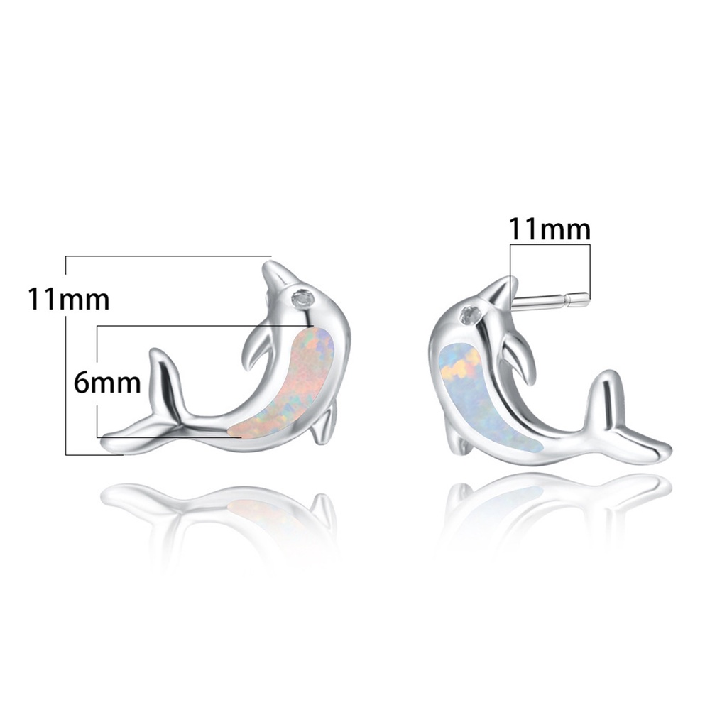 Hu Hu Hu Hu Hu Alat Bantu Pasang Kacamata♡ 1 Pasang Anting Stud Bentuk Lumba-Lumba Aksen Batu Tiruan Untuk Wanita