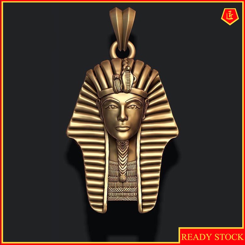 [Ready Stock]Egyptian Pharaoh Pendant European and American Retro Gold Carved Avatar Necklace