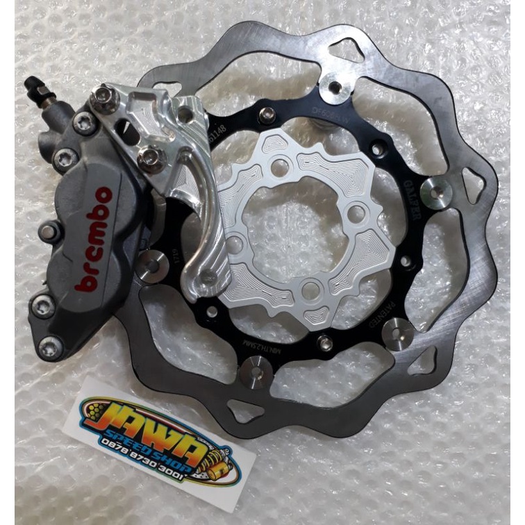 Kaliper brembo 4P big disc galfer 260mm braket pnp shok standar mio soul fino