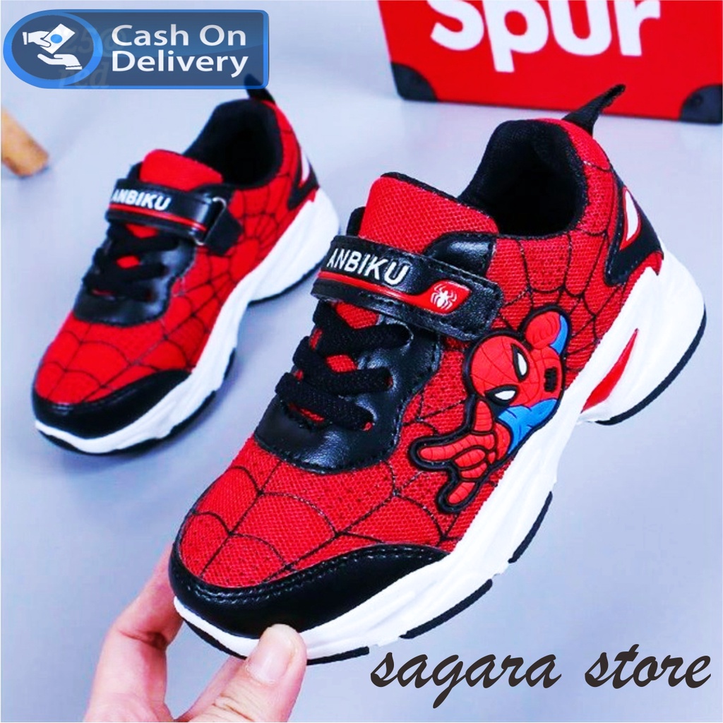 Sepatu Sneakers Anak Laki-laki Motif Jaring Laba-laba Spiderman Terbaru import cod