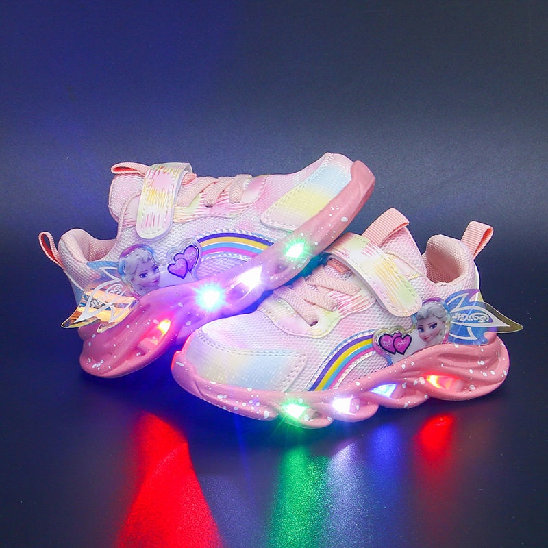 Sepatu Anak Sport Kasual Perempuan Bayi Motif Salsa Lucu Lampu LED