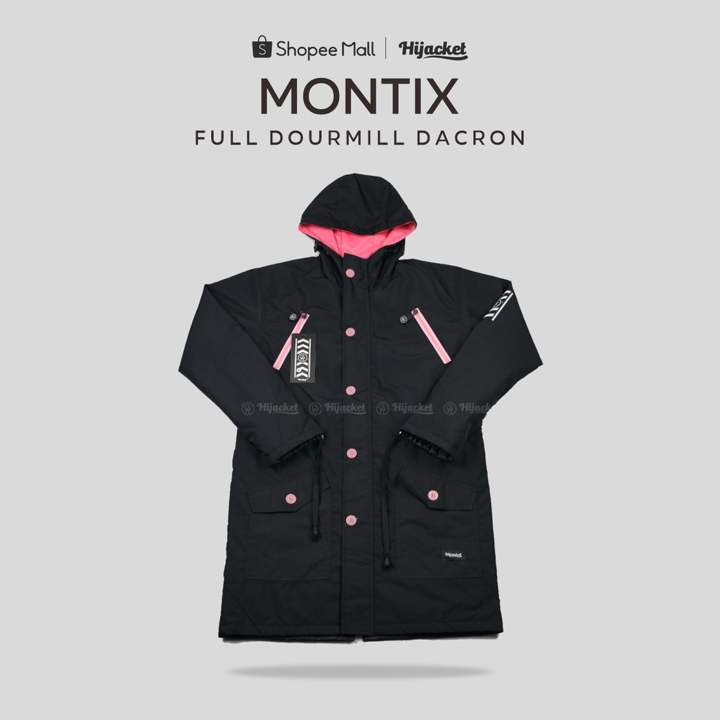 Hijacket Parka Montix Black x Pink[Lightweight Fabric + AE Net Furing JAKET PARKA 100%  POLYFIBER-0