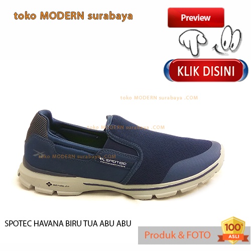 UKURAN JUMBO sepatu pria sepatu casual slip on SPOTEC HAVANA BIRU TUA ABU ABU