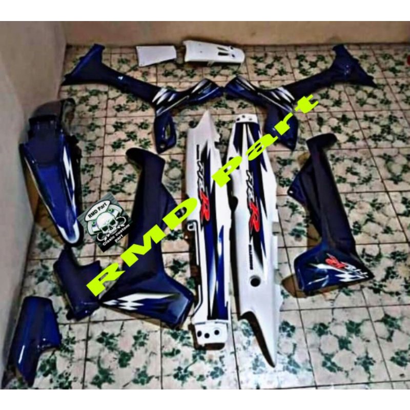 cover body Fis R full set biru putih +stiker body fis r fulset ter'laris
