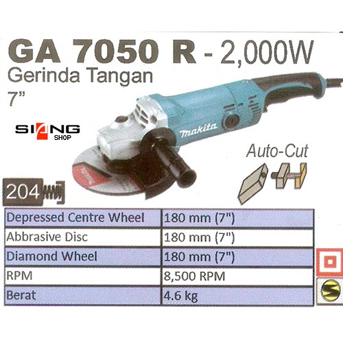 Makita GA 7050 R / GA 7050R / GA7050R Mesin Gerinda Tangan 7&quot;