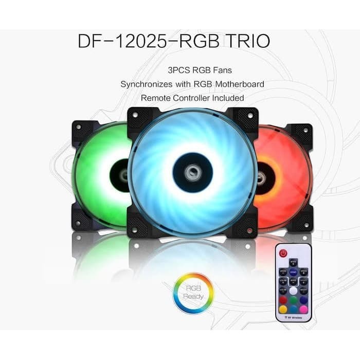 Fan Paket ID-COOLING DF-12025-RGB TRIO 120mm RGB Sync PWM | ITECHBALI