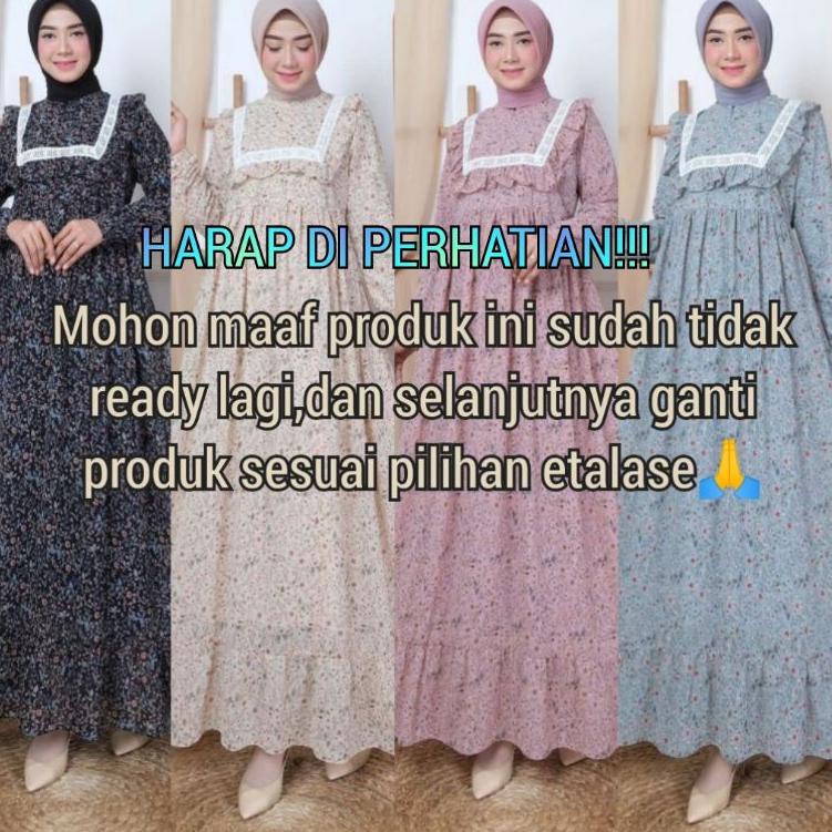 TDN.20Au22q– gamis malaysiabahan seruty babydoll motif print bunga kecil serian 4B