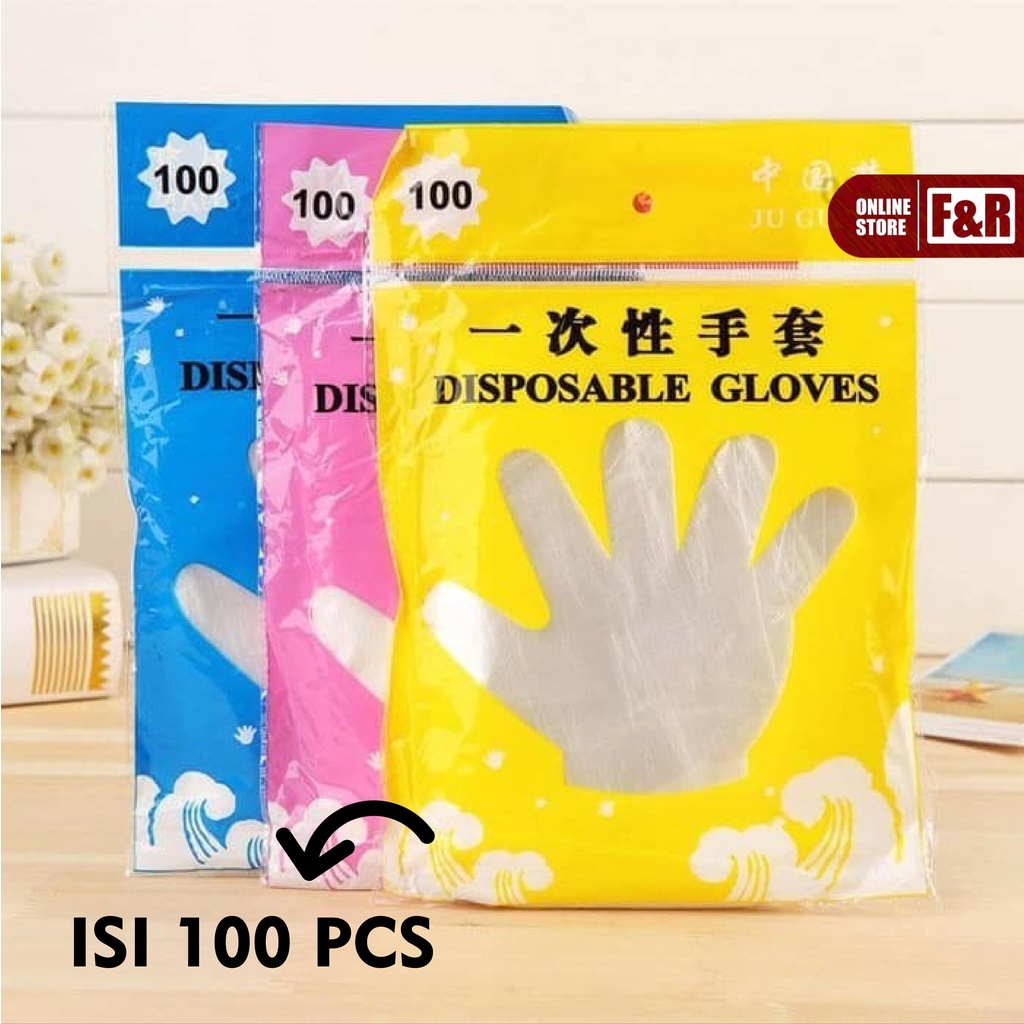 Sarung Tangan Plastik Sekali Pakai isi 100 Pcs Transparan Food Grade Disposable Plastic Gloves