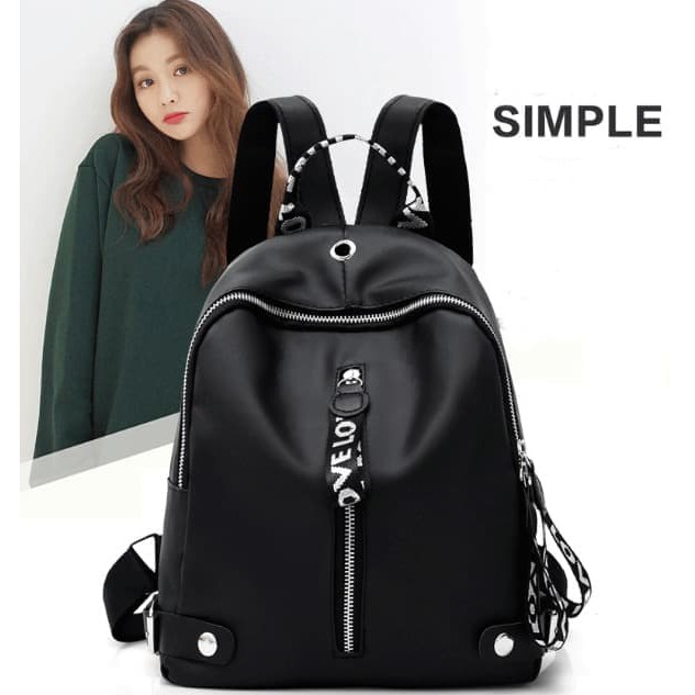 Tas Ransel Impor Tas Ransel Korea Wanita 2018 Love Black White Premium