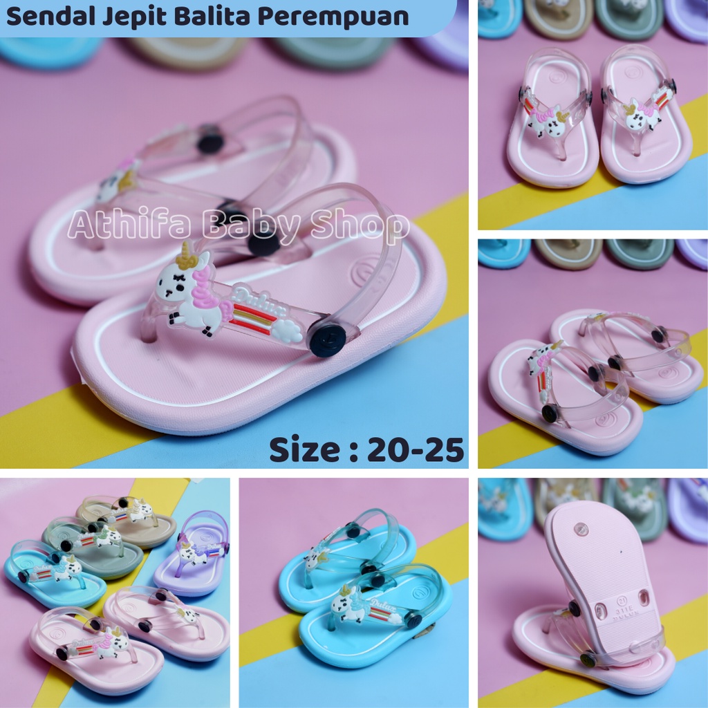 Sandal Jepit Anak Perempuan Bayi Balita Tali Belakang Usia 6 Bulan 1 2 3 Tahun Karakter Unicorn Sendal Spon Gunung Karet Balita Prewalker Bayi Cewek -311E-