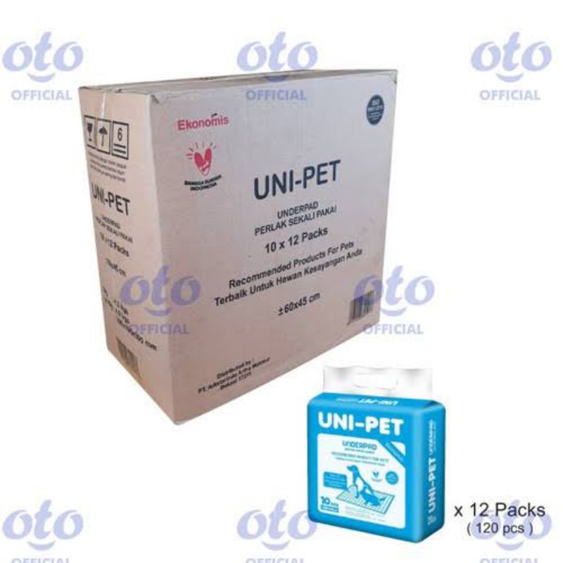 Underpad unipet uni-pet 45x60 size M alas kandang training pad DUS isi 12pack