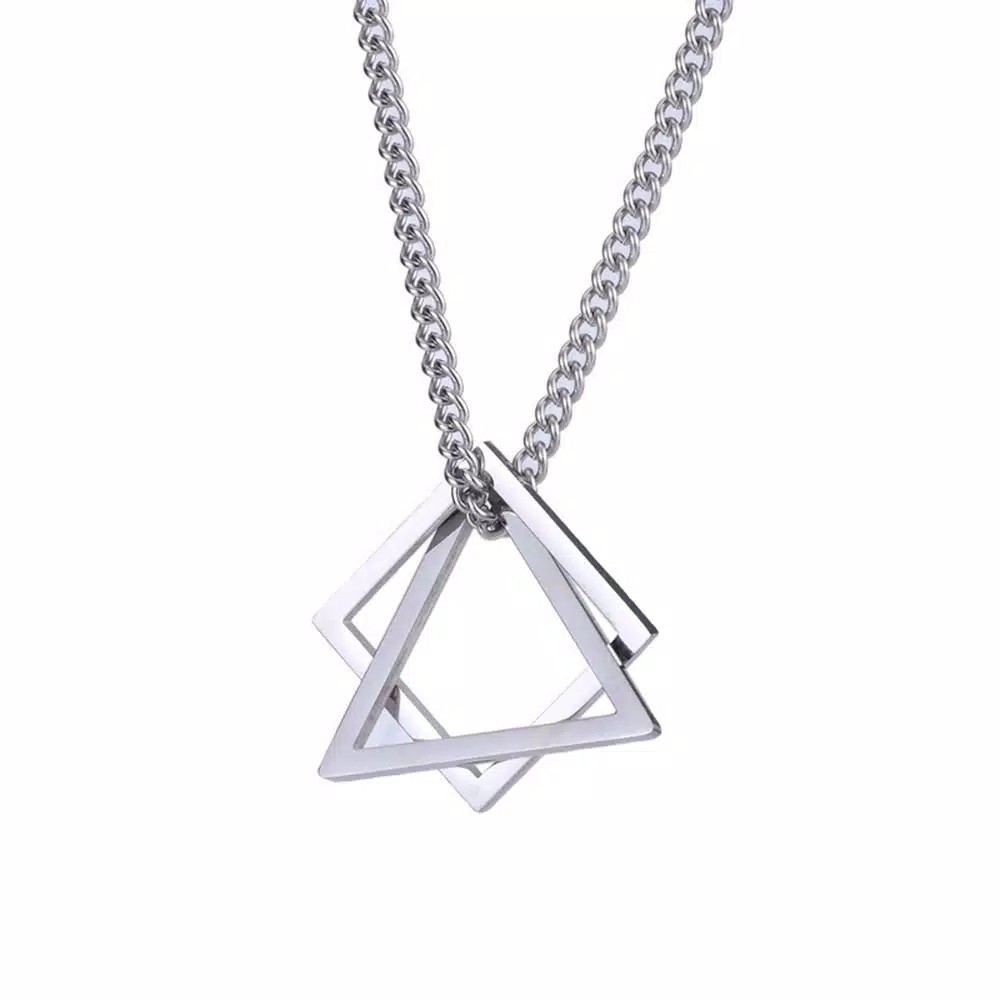 Kalung Segitiga Persegi Geometric Triangle Hip Hop Necklace Jewerly