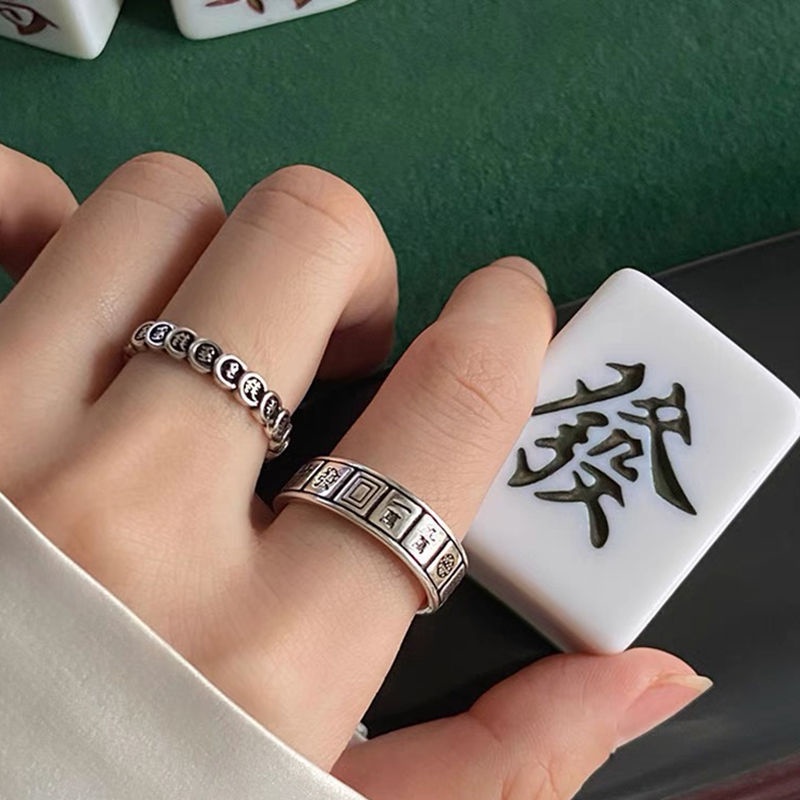 Cincin Model Mahjong Gaya Retro Dapat Disesuaikan